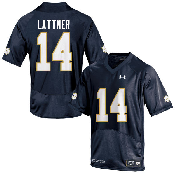 Men #14 Johnny Lattner Notre Dame Fighting Irish College Football Jerseys-Navy Blue